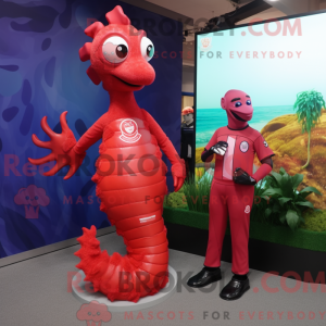 Red Seahorse maskot kostume...