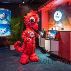 Red Seahorse maskot kostume...