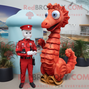 Red Seahorse mascot costume...