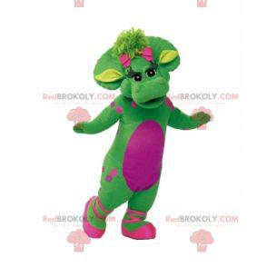 Giant and warm green and pink dinosaur mascot - Redbrokoly.com