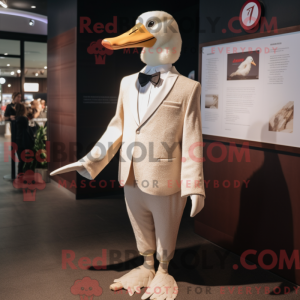Beige Swan-maskotdraktfigur...