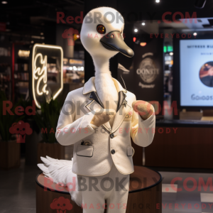 Beige Swan-maskotdraktfigur...