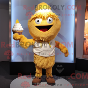 Gold Cupcake mascot costume...