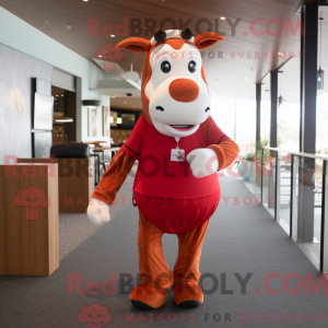 Rød Guernsey Cow maskot...