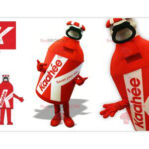 Reusachtige mascotte van een rode en witte fles - Redbrokoly.com