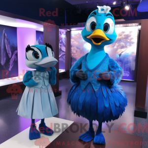 Blue Gosling mascot costume...