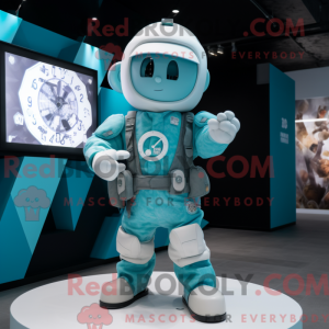 Cyan Soldat Maskottchen...
