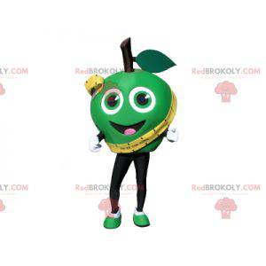 Very smiling green apple mascot. Giant green apple -