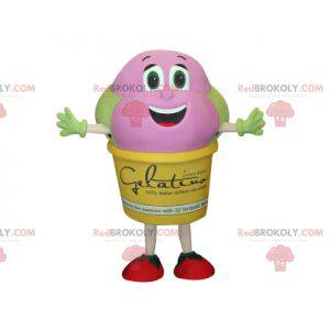 Mascot pentola gelato gigante giallo rosa e verde -