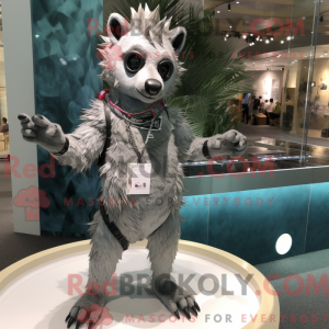 Sølv hyene maskot drakt...