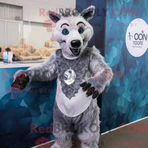Sølv hyene maskot drakt...