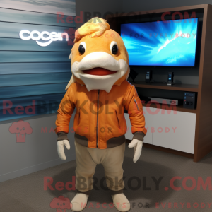 Cream Goldfish maskot...