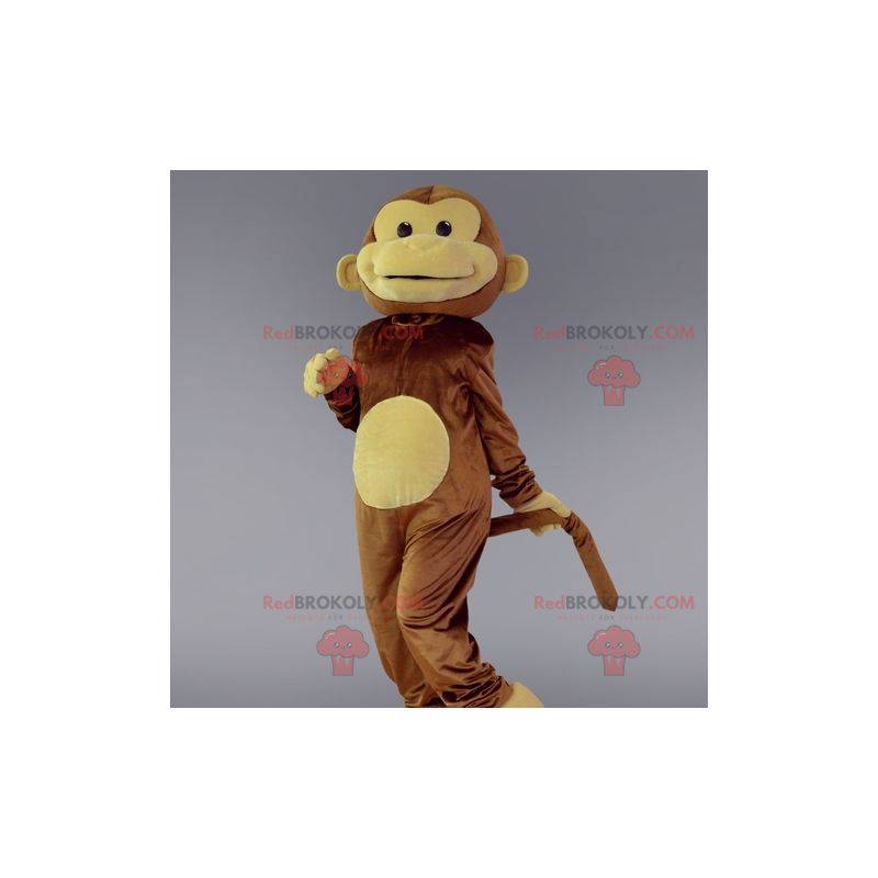 Brown and beige monkey mascot. Chimpanzee costume -