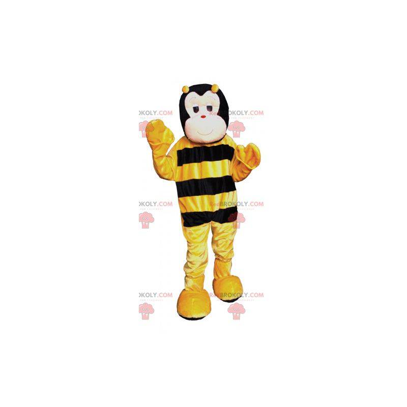 Gigantisk gul og svart bie-maskot. Insekt maskot -