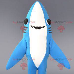 Mascote tubarão azul e branco muito divertido - Redbrokoly.com