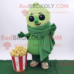 Grøn Pop Corn maskot...