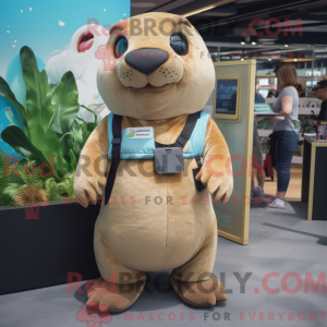 Tan Sea Lion mascot costume...