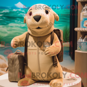 Tan Sea Lion mascot costume...