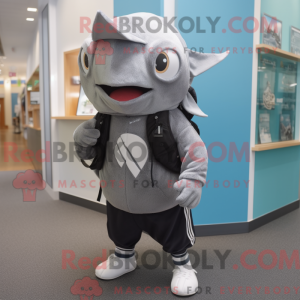 Grå tun maskot kostume...
