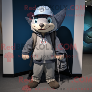 Grå tun maskot kostume...