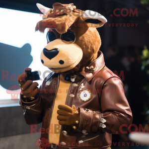 Bruine koe mascottekostuum...