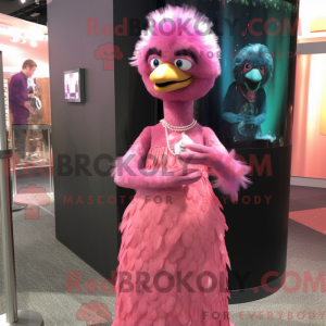 Rosa Emu-maskotdraktfigur...