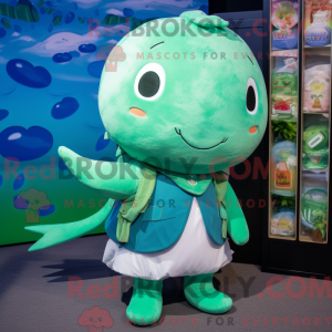 Mascotte de narval vert...