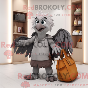 Grå Harpy maskot kostyme...