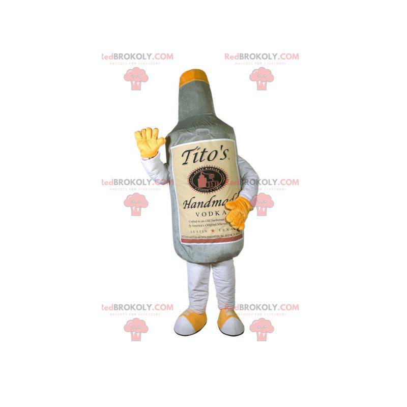 Giant gray vodka bottle mascot. Alcohol - Redbrokoly.com