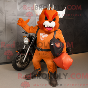 Orange Devil maskot kostume...
