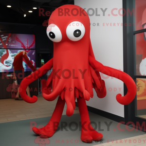 Red Squid mascot costume...