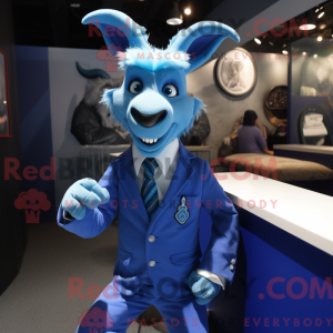 Blå ged maskot kostume...