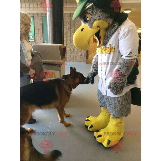 Graues und gelbes Adlermaskottchen alle haarig - Redbrokoly.com