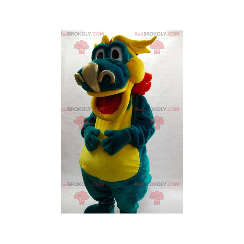 Žlutý a červený zelený drak maskot. Barevný drak -