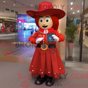 Rød Cowboy maskot kostume...