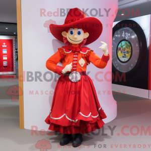 Rød Cowboy maskot kostume...