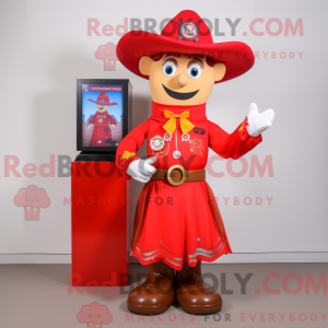 Rød Cowboy maskot kostume...