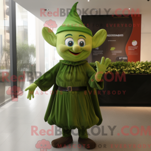 Olive Elf-mascottekostuum...