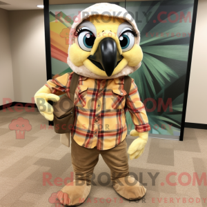 Beige Macaw maskot kostume...