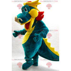 Mascota del dragón verde amarillo y rojo. Dragón colorido -