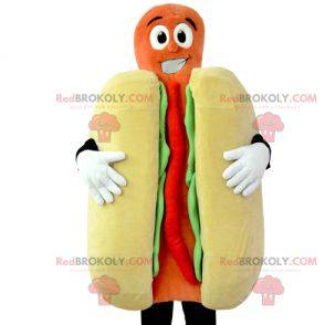 Mascote gigante de cachorro-quente. Traje de fast food -