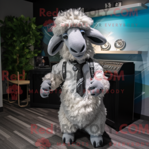 Silver Suffolk Sheep mascot...