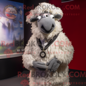 Silver Suffolk Sheep mascot...