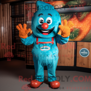 Turquoise Currywurst mascot...