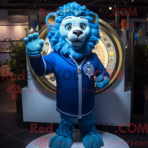 Blauwe leeuw mascotte...
