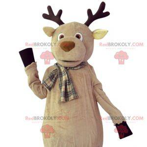 Giant caribou elk reindeer mascot with a scarf - Redbrokoly.com