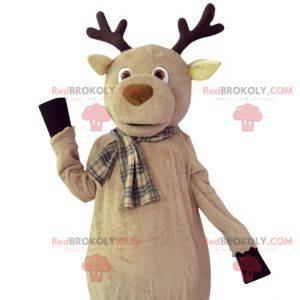 Mascotte de renne d'élan de caribou géant avec une écharpe -