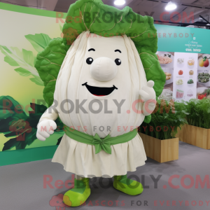 Cream Cabbage Leaf maskot...