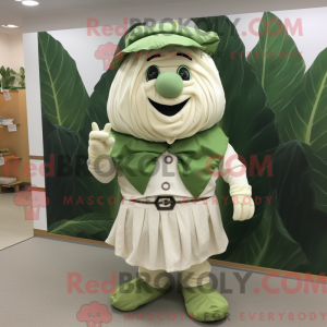 Cream Cabbage Leaf maskot...