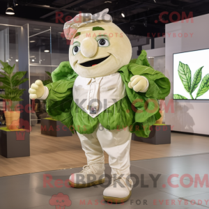 Cream Cabbage Leaf maskot...
